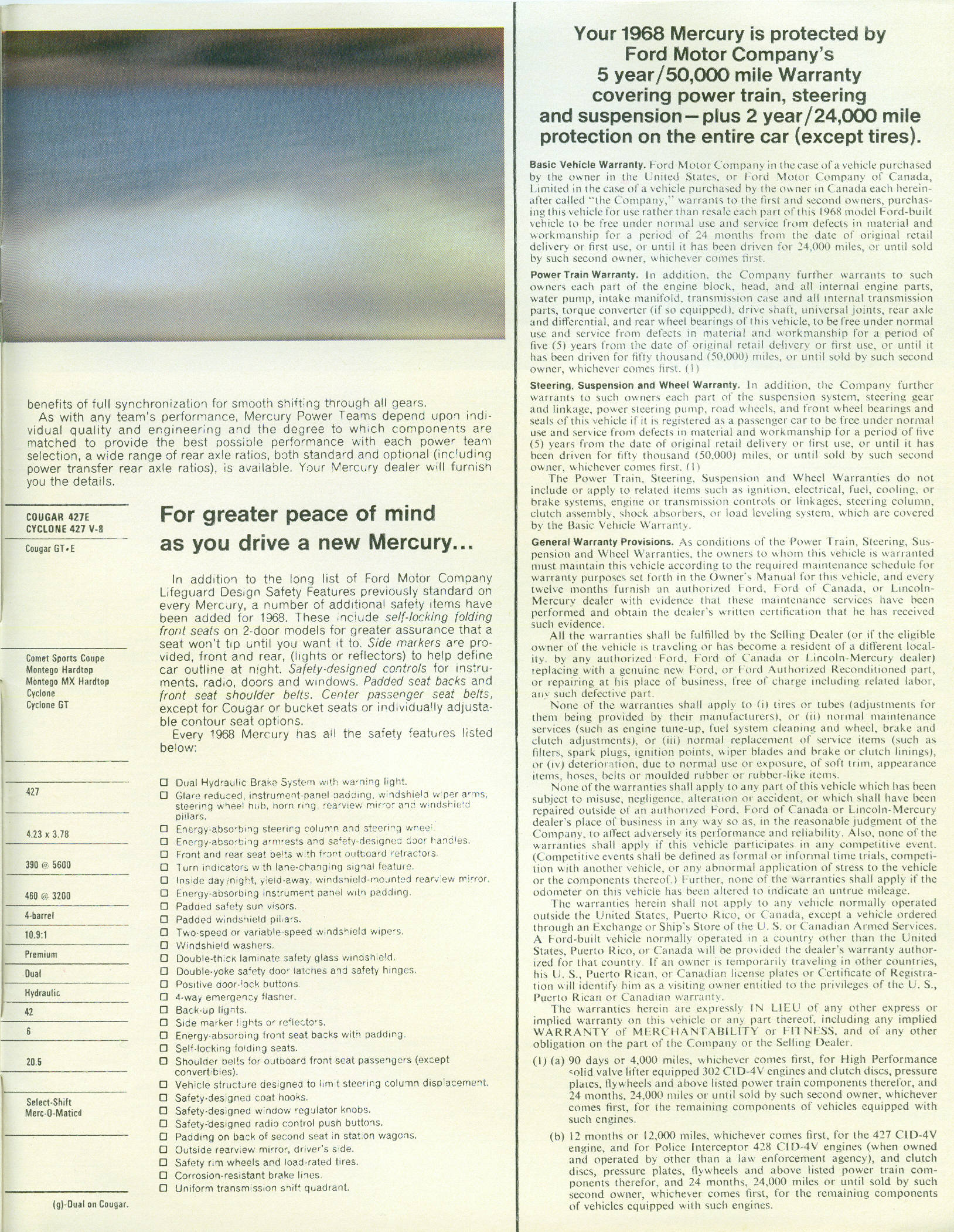 1968 Mercury Brochure Page 28
